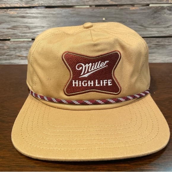 Miller High Life Vtg Style Adjustable Hat Rope Nwt Tan Beige Osfm